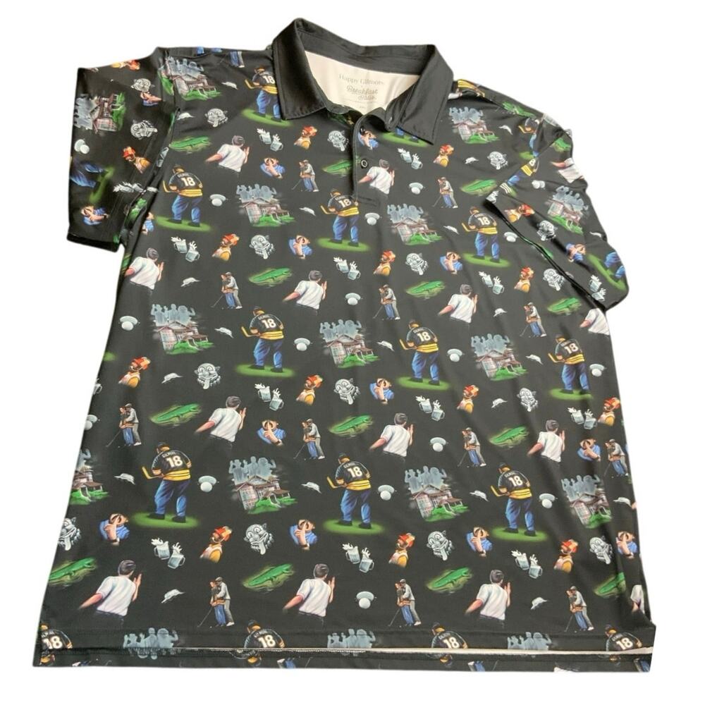 RSVLTS Happy Gilmore Breakfast Balls Polo Shirt 2XL Black Golf Movie AOP 2XL